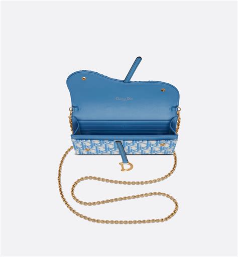 Saddle Wallet Cornflower Blue Dior Oblique Jacquard